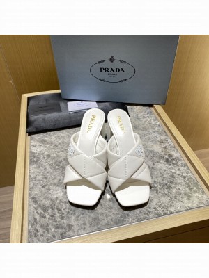Prada Quilted leather 65 mm Block-Heel slides sandals Mule 2022 Collection 011