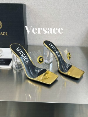 Versace "Alia" clear PVC mule sandals with Medusa medallion 06