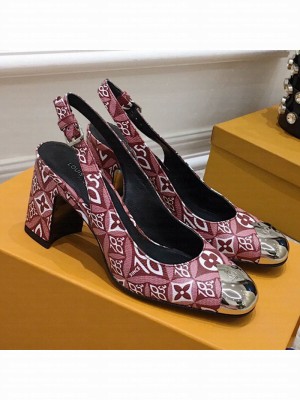 Louis Vuitton Since 1854 Louise Canvas Slingback Pumps Burgundy 2021 Collection