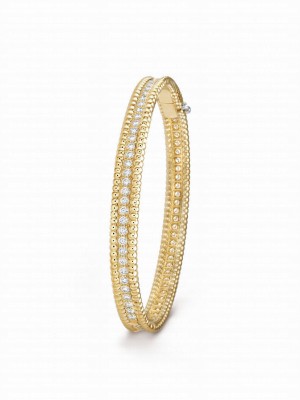 Van Cleef & Arpels Women's Perlee Diamonds Bracelet, 1 Row, Medium Model Golden
