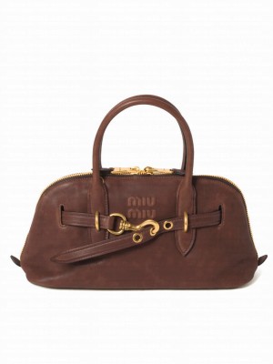 Miumiu Aventure Nappa Leather Top-handle Bag Coffee