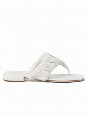 Miumiu Women's Matelasse Nappa Leather Thong Sandals White