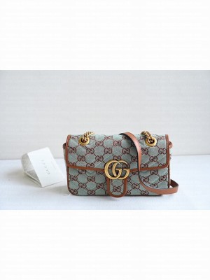 Gucci GG MARMONT SMALL SHOULDER BAG 443497 GG canvas Pale blue