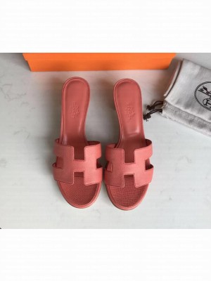 Hermes Heel 5cm Oasis Slipper Sandals in epsom Leather lobster pink