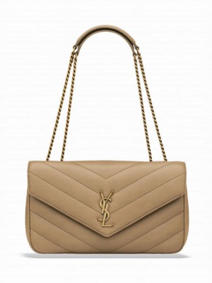 Saint Laurent LOULOU Medium Quilted Lambskin Handbag Apricot