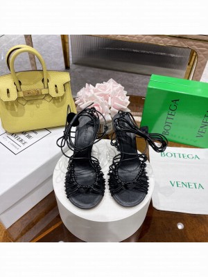 Bottega Veneta Dot Strap Lamskin 9.5cm Sandals 2022 Collection black