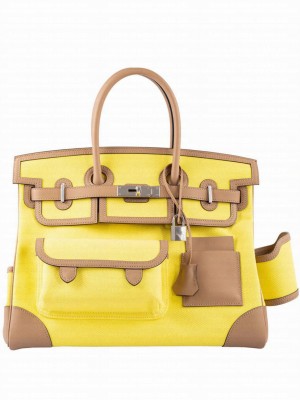 Hermes Birkin 35 Canvas & Swift Leather Cargo Yellow