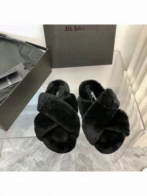 Jil sander Shearling Slides Black