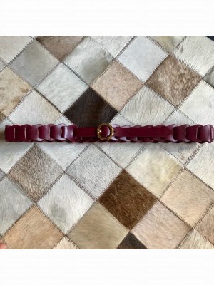 Bottega Veneta Leather Modular Link Belt 30mm with Circular Buckle Red 2019 Collection