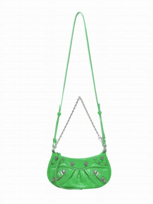 Balenciaga Le Cagole Mini Purse With Chain Metallized Green