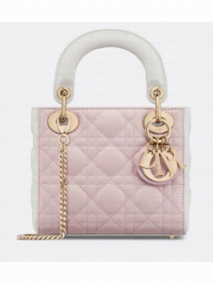 Mini Lady Dior Bag Two-Tone Latte and Powder Pink Cannage Lambskin M0505ONI