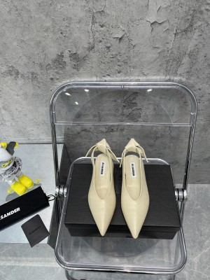 JIL SANDER Lambskin Bow Flat beige