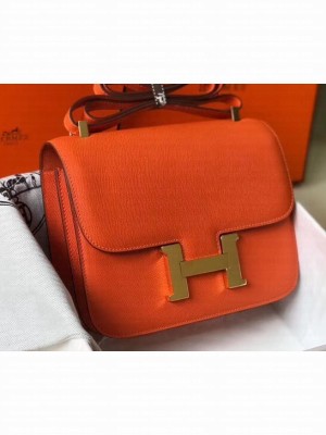 Hermes Constance Mini/MM Bag in Epsom Leather Orange with Gold Hardware