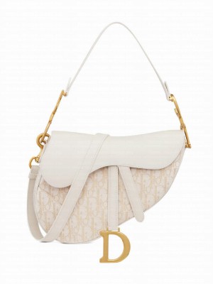Christian Dior Saddle Bag With Strap Cream
