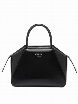 Prada Small Brushed Leather Prada Supernova Handbag 1BA366 Black