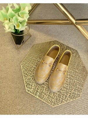 GUCCI UNISEX CANVAS HORSEBIT ESPADRILLES GOLD 2021 Collection