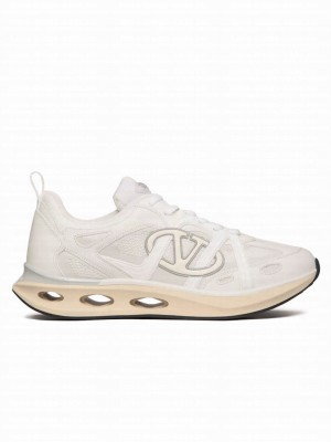 Valentino Men's Vlogo Easyjog Calfskin And Fabric Sneaker White
