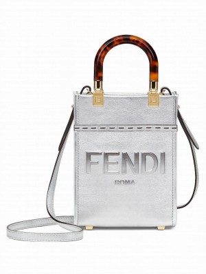 Fendi Mini Sunshine Shopper Silver