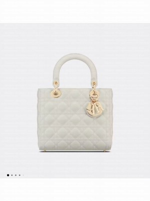 MEDIUM LADY DIOR BAG Cannage Lambskin M0565E off white&gold