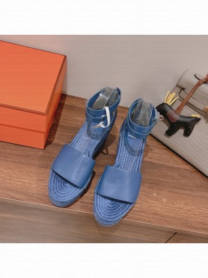 HERMES HEEL 8.5CM PLATFORM 5CM TIPOLI WEDGE ESPADRILLES 07