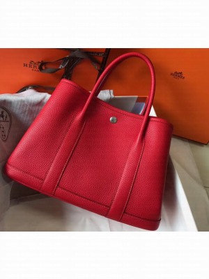 Hermes Calfskin Garden Party 30/36 Bag Red