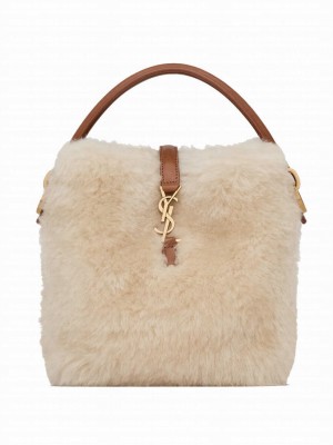 Saint Laurent Le 37 Mini In Shearling Cream