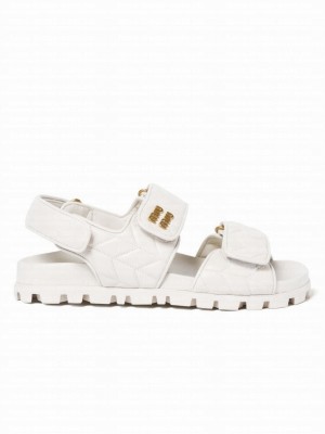 Miumiu Women's Sporty Matelasse Nappa Leather Sandals White
