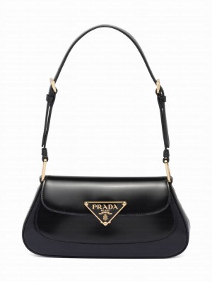 Prada Brushed Leather Shoulder Bag 1BD345 Black