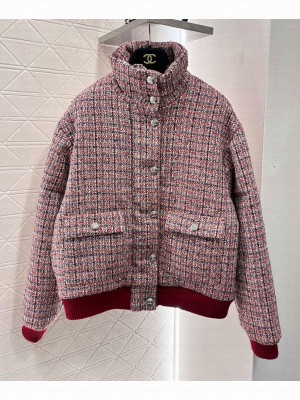 Chanel Women's Woolen Down Jacket Pink
