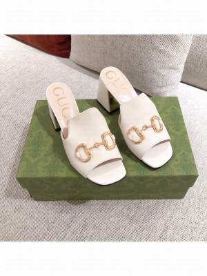 Gucci Leather Slide Sandal with Horsebit White 2021 09 Collection