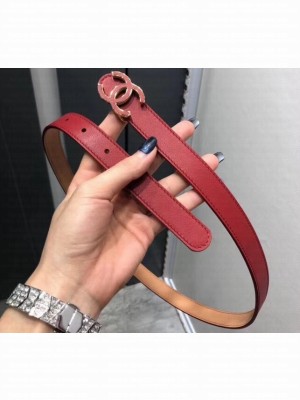 Chanel Width 2cm CC Logo Buckle Leather Belt Red
