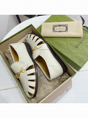 GUCCI Calfskin Cut out Loafers White 2021 Collection