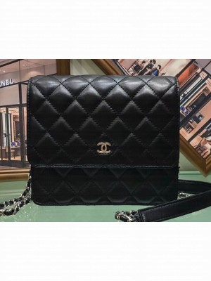 Chanel Lambskin Classic Wallet On Chain WOC Bag A84310 Black
