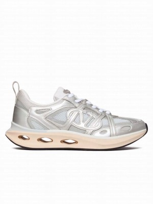Valentino Men's Vlogo Easyjog Sneaker In Mirror And Fabric Silver