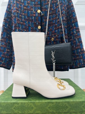 Gucci Women's GG Horsebit Heel7.5cm Boot White