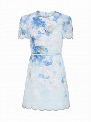 Zimmermann Women's Crush Scalloped Shift Dress Blue