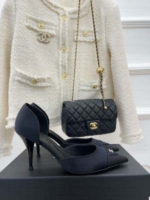Chanel pointed toe silk Pumps Navy 2023 Collection