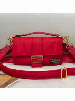 Fendi Men's Baguette Porter Nylon Medium Shoulder Bag/Belt Bag Red  2021 Collection