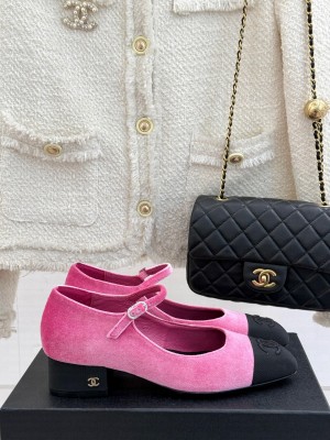 Chanel Chanel Women's 4cm Suede & Grosgrain Mary Janes Pumps velvet pink