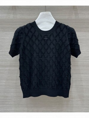 Chanel Women's Diamond Cashmere Top Black