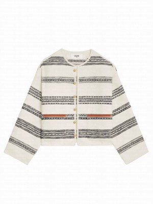 Celine Women's Baja Cardigan In Striped Tweed Black