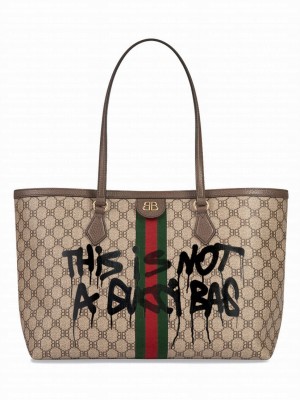 Balenciaga Hacker Graffiti Medium Tote Bag In Coated Canvas Dark Coffee