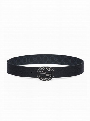 Gucci Reversible Belt With Interlocking G Buckle Black