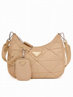 Prada Padded nylon shoulder bag 1BC151 Apricot