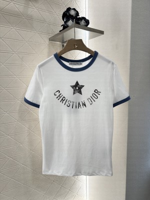 Christian Dior Dioriviera T-Shirt White, Black and Blue Cotton Jersey