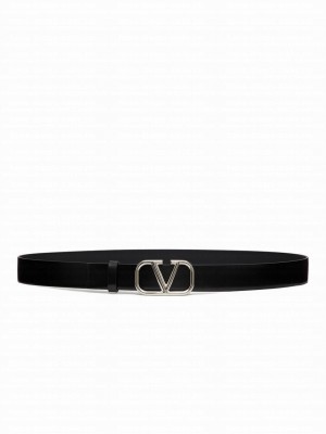 Valentino Vlogo Signature Calfskin Belt Black