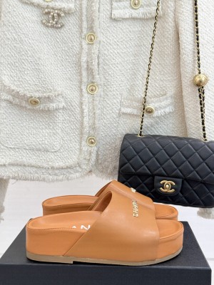 Chanel Platform Calfskin Mule Brown 2025