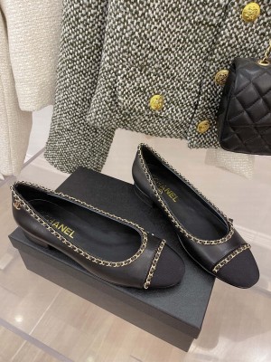 Chanel Heel 2cm chain Ballerinas Black Spring 2022 Collection