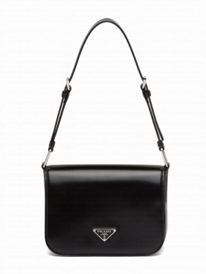 Prada Brushed leather shoulder bag 1BD308 Black