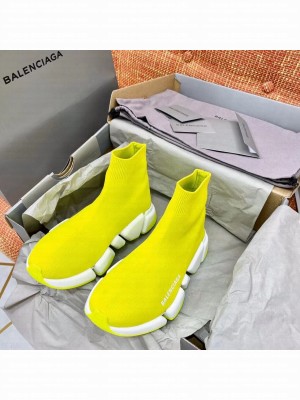Balenciaga Speed 2.0 Knit Sock Sneakers Spring/Summer 2021 Collection, Neon Yellow/White